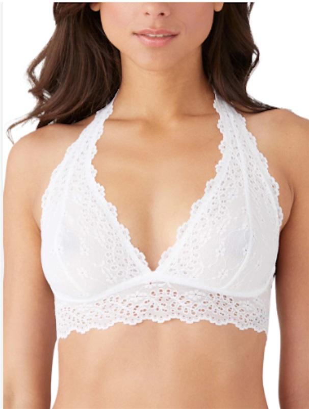 NWT b.tempt'd Wacoal L Inspired Eyelet Halter Bralette White 120319