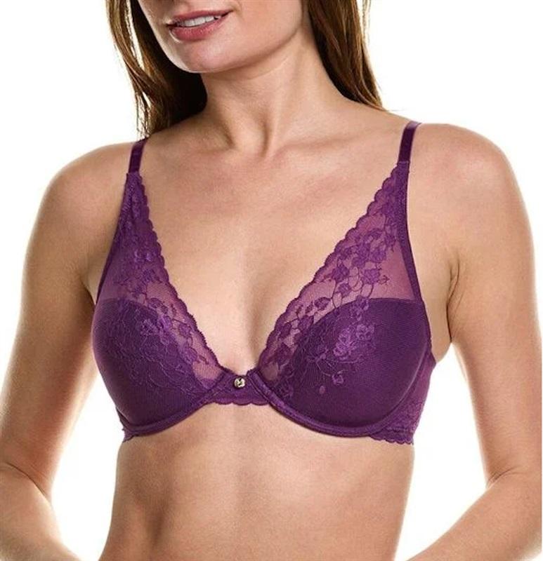 NWT Natori 32D Cherry Blossom 721191 Convertible Bra Purple 120357