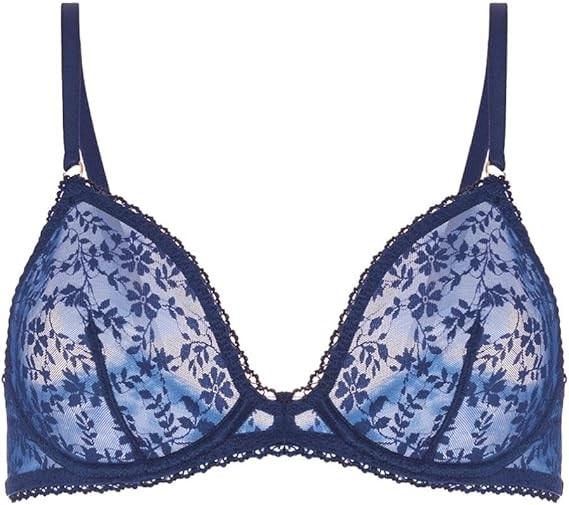 NWT Simone Perele 36E Thelma Underwire Plunge 1D4309 Midnight Blue 120358