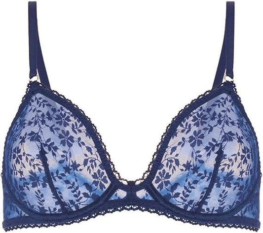 NWT Simone Perele 36E Thelma Underwire Plunge 1D4309 Midnight Blue 120358