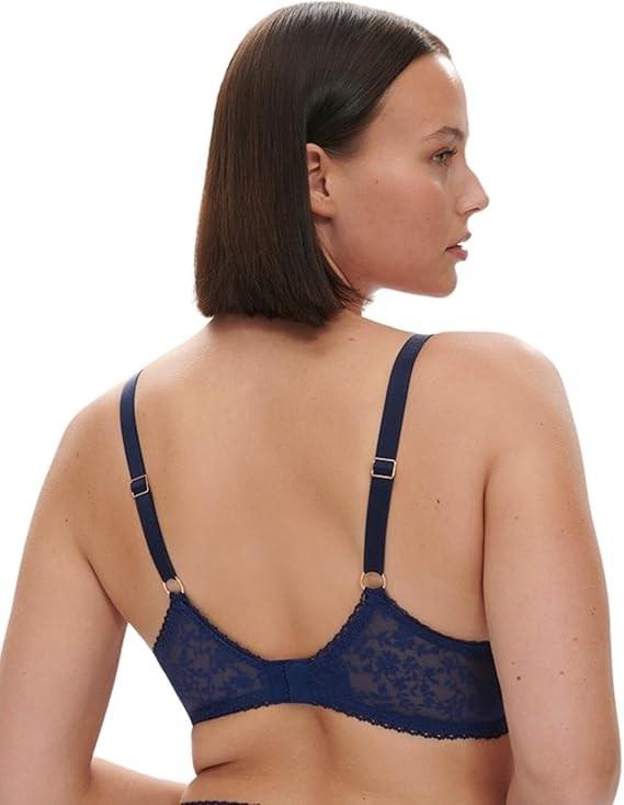 NWT Simone Perele 36E Thelma Underwire Plunge 1D4309 Midnight Blue 120358
