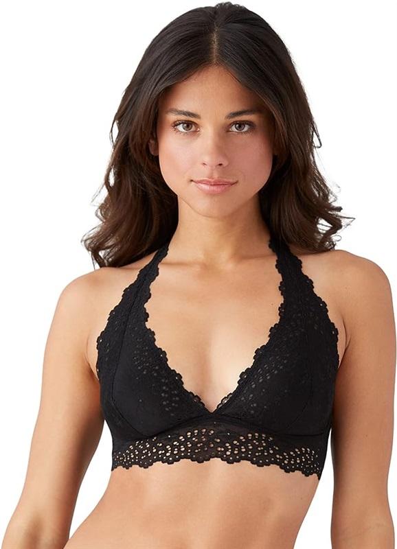 NWT b.tempt'd Wacoal XL Inspired Eyelet Halter Bralette Black 120367