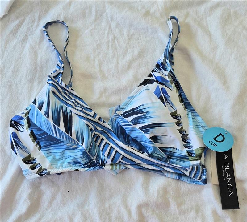 NWT La Blanca Two Cool 4 Palm Halter Scoop Wrap Bikini Swim Top 120368
