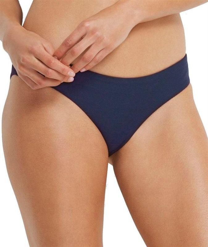 NWOT Milea 16 Mini Rib Mid Rise Bikini Swim Bottom Navy Ink 120374