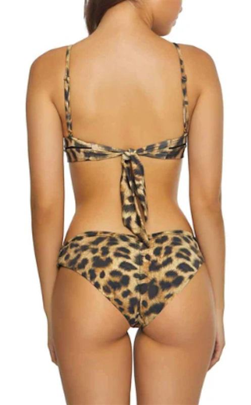 NWT Pilyq PQ L Basic Ruched Full Bikini Bottoms Jungle 120381