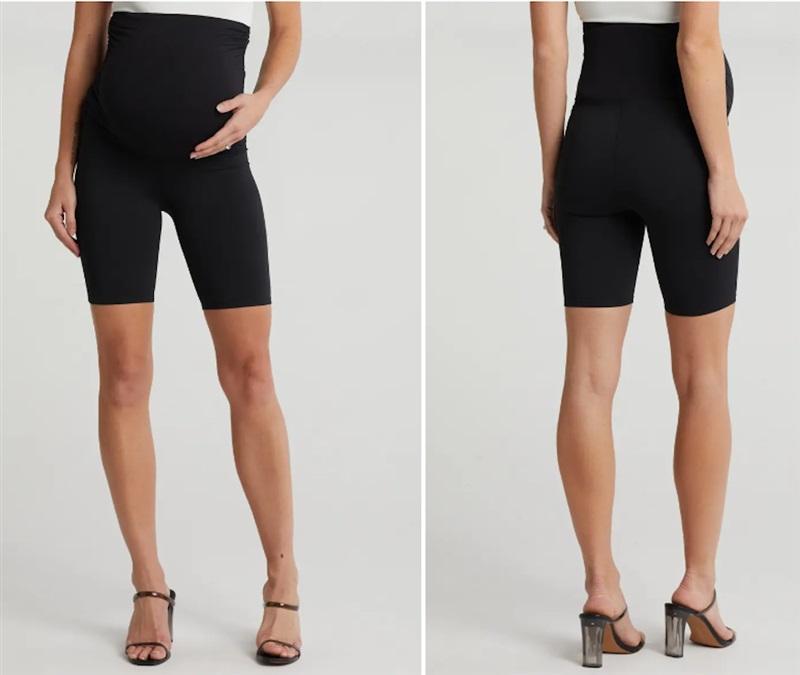 NWOT Good American 2 Good Mama Maternity Bike Shorts Black 120440