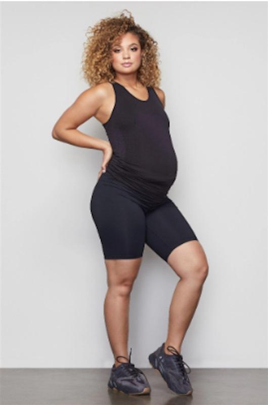 NWOT Good American 2 Good Mama Maternity Bike Shorts Black 120440