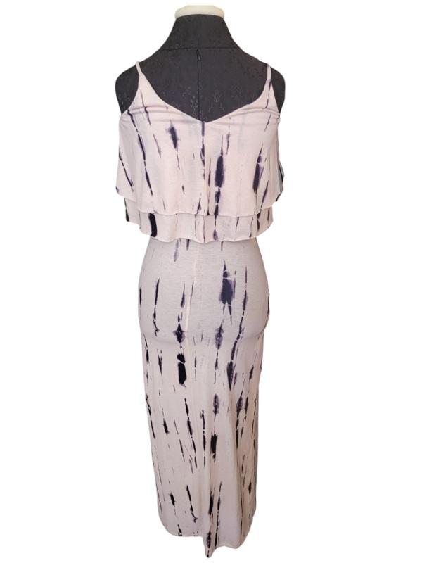 NWT Nicolette L Flounce Maxi Tie Dye Dress Pink Purple 120443