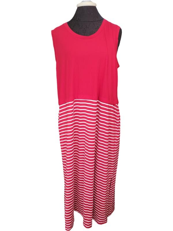 NWt Cuddl Duds PXL Flexwear Maxi Dress Red Stripe Sleeveless 120445