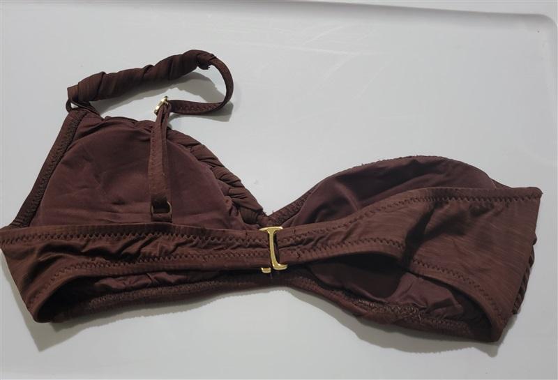 NWOT Betsey Johnson L 1 Shoulder Brown Bikini Swim Top 120458
