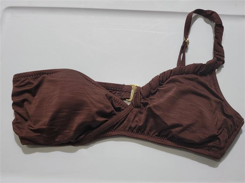 NWOT Betsey Johnson L 1 Shoulder Brown Bikini Swim Top 120458