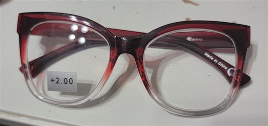 Max Studio Red Ombre Tortoise 2.0 Square Skinny Frame Reading Glasses 120460