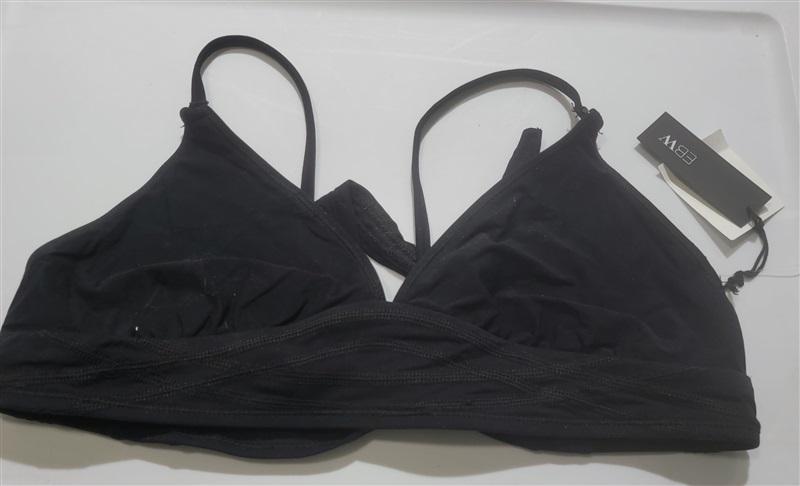 NWT EBW Triangle M Solid Black Triangle Bikini Swim Top #120471