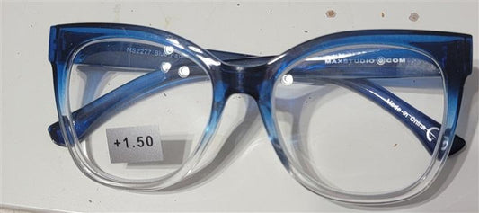 Max Studio Blue Ombre Tortoise 1.5 Square Skinny Frame Reading Glasses 120474