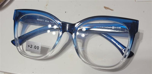 Max Studio Blue Ombre Tortoise 2.0 Square Skinny Frame Reading Glasses 120474