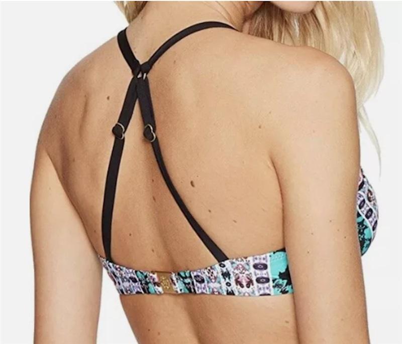 NWT Nanette Lepore S Kimono Patchwork Heartbreaker Bikini Swim Top 120477