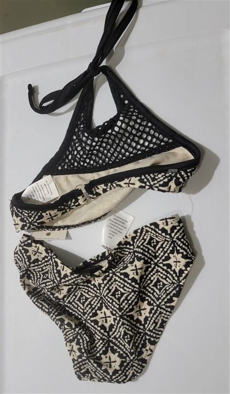 NWOT Cleobella Turquois XS GIRLS Black Cream Mesh Bikini SwimSuit 120478