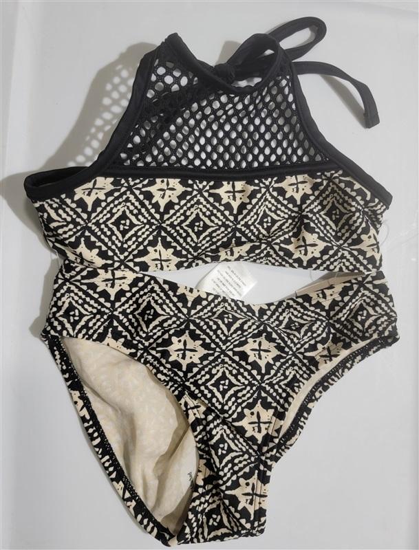 NWOT Cleobella Turquois XS GIRLS Black Cream Mesh Bikini SwimSuit 120478