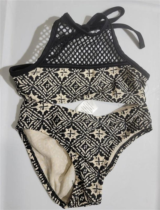 NWOT Cleobella Turquois XS GIRLS Black Cream Mesh Bikini SwimSuit 120478