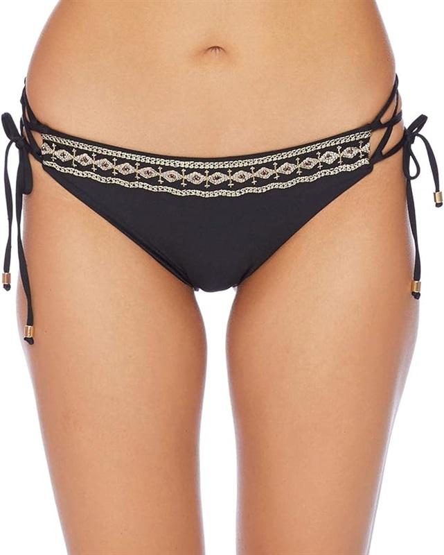 NWT Ella Moss L Gilded Age Lace Up Side-Tie Cheeky Bikini Swim Bottoms 120484