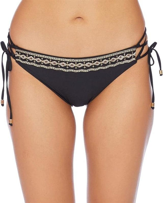 NWT Ella Moss L Gilded Age Lace Up Side-Tie Cheeky Bikini Swim Bottoms 120484