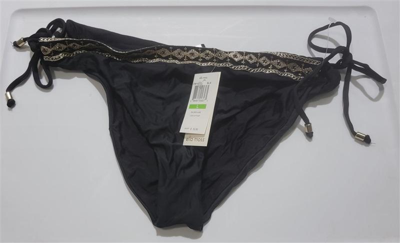NWT Ella Moss L Gilded Age Lace Up Side-Tie Cheeky Bikini Swim Bottoms 120484