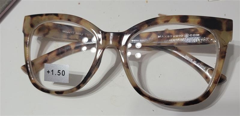 Max Studio Brown Tortoise 1.5 Square Skinny Frame Reading Glasses 120493