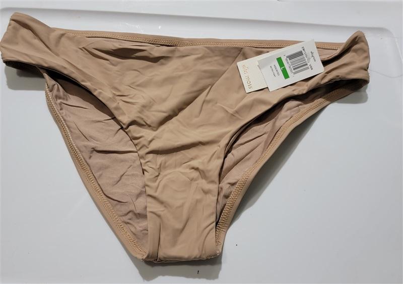 NWT Ella Moss L Retro Bikini Swim Bottoms Beige 120497