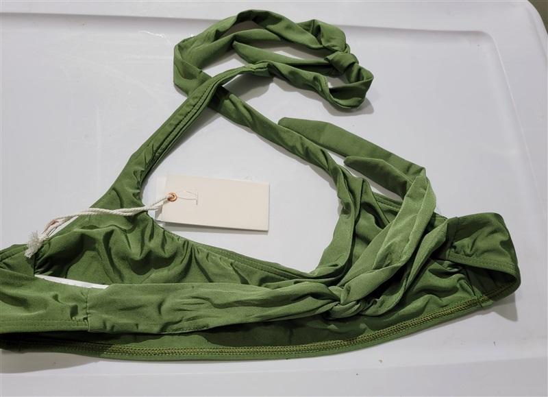 NWOT Good American sz 1 Khloe Halter High Shine Green Bikini Swim Top 120499