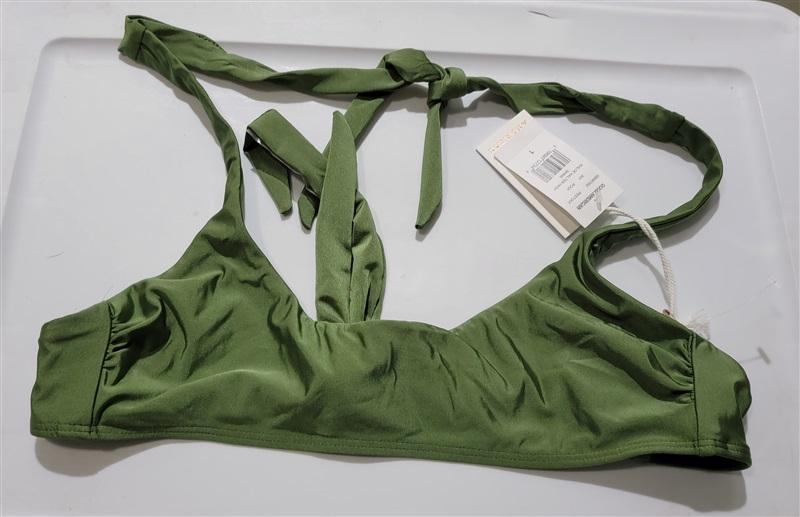 NWOT Good American sz 1 Khloe Halter High Shine Green Bikini Swim Top 120499