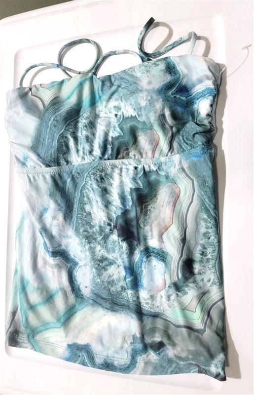 NWOT Becca S Marble Green Tankini Swim Top 120500