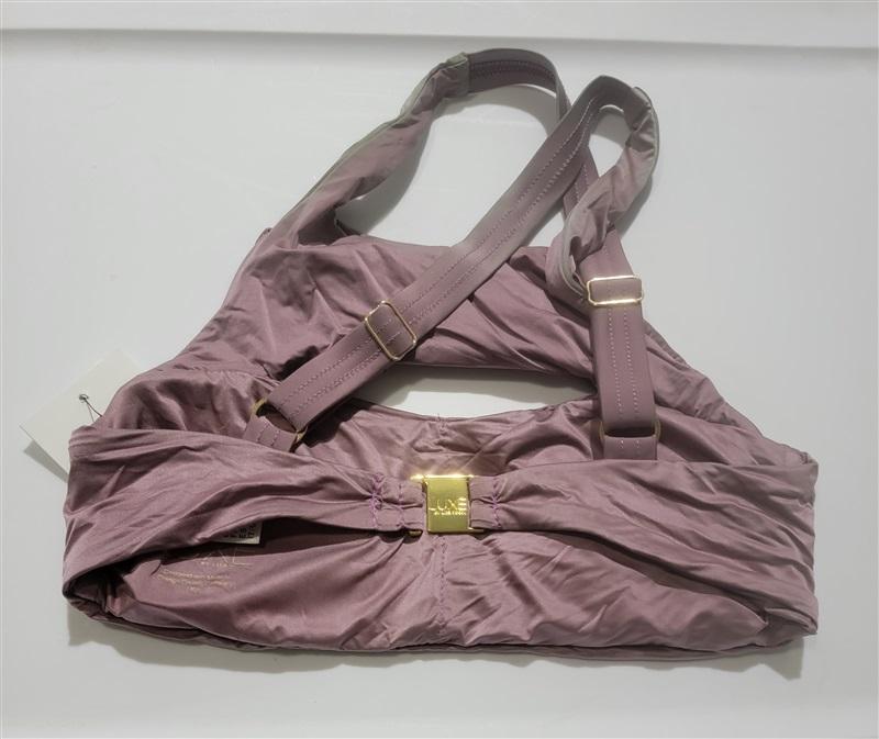 NWT Luxe By Lisa Vogel XS High neck Liquid Luxe Purple Bikini Swim Top 120506