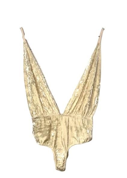 NWT HAH Intimates XS Comin’ in Haht Cream Velvet Bodysuit 120532