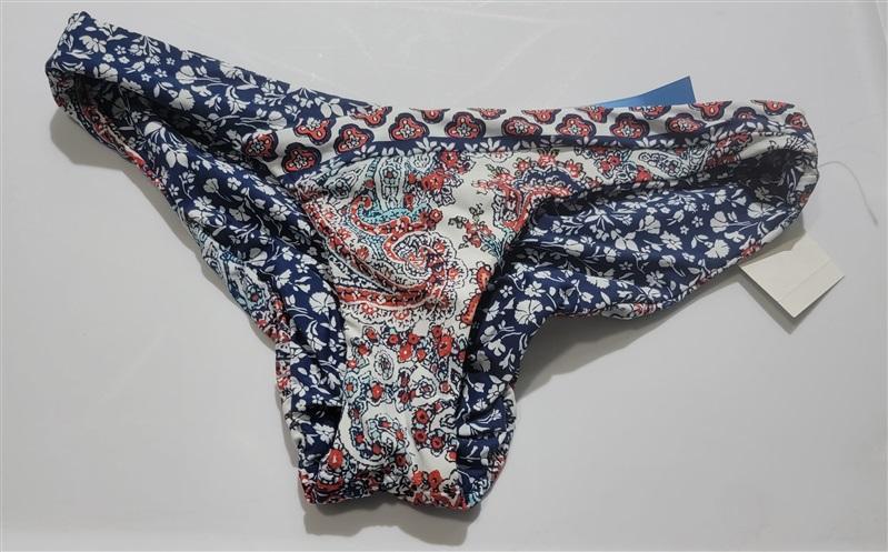 NWT Lucky Brand S Red Blue White PaisleyReversible Bikini Swim Bottom 120549