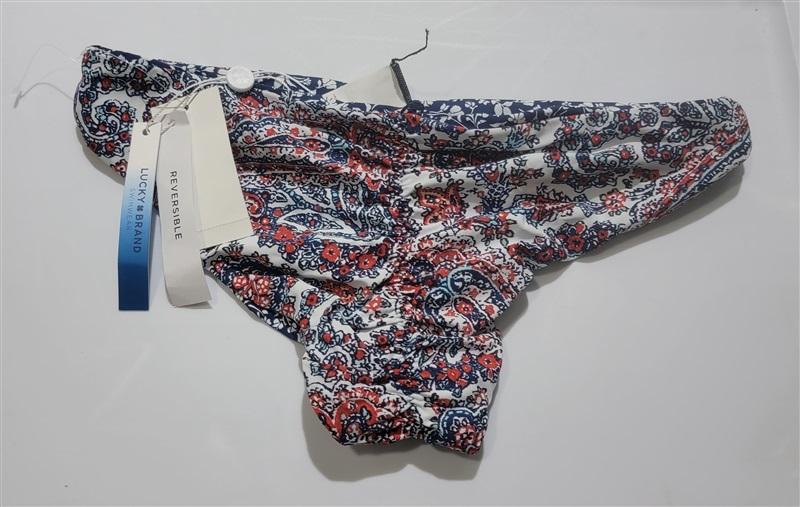 NWT Lucky Brand S Red Blue White PaisleyReversible Bikini Swim Bottom 120549