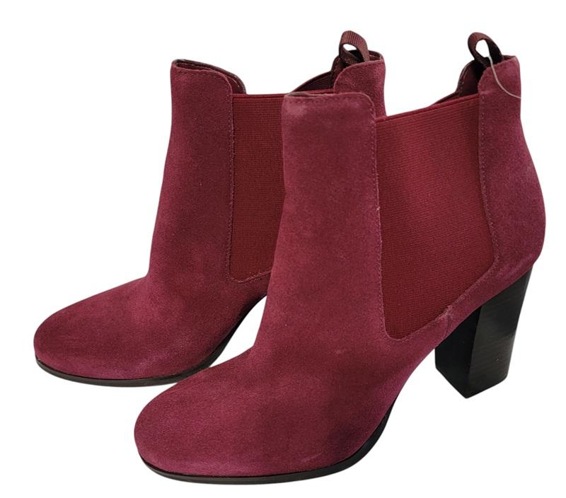 NWOT Michael Kors 9 Lottie Berry Red Leather Suede Ankle Boots Booties 120569