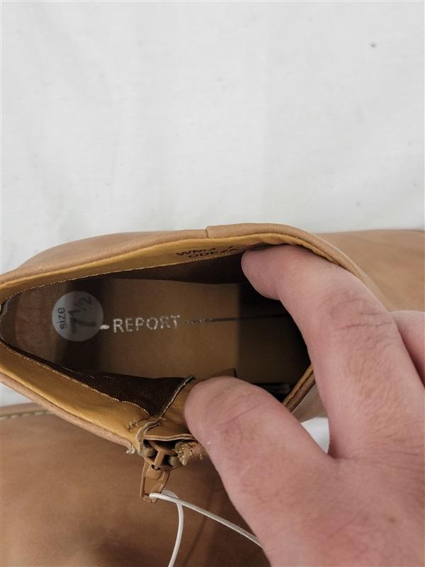 PO Report 7.5 Odeza Tan Cowboy Boots Stacked Heel 120574