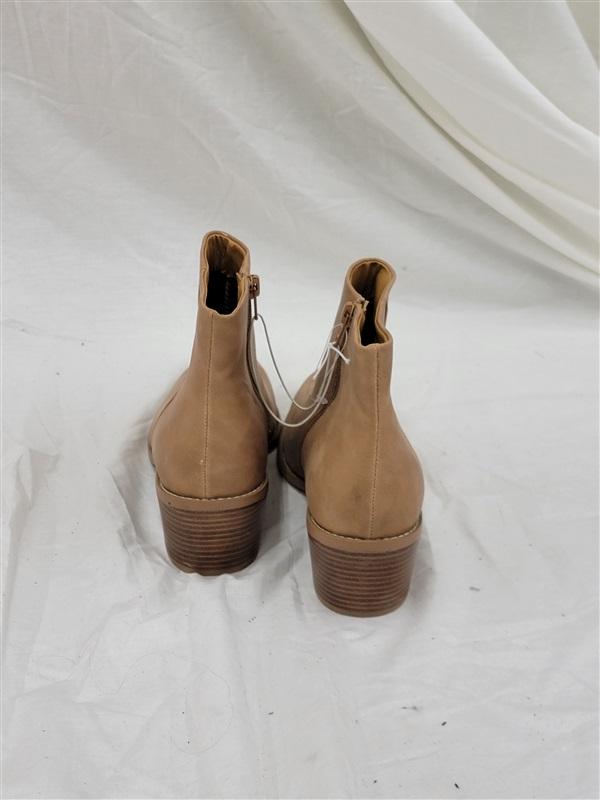 PO Report 7.5 Odeza Tan Cowboy Boots Stacked Heel 120574