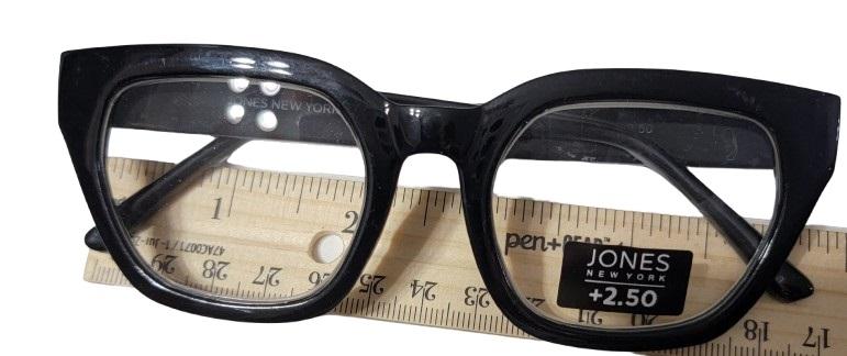 NWT Jones NY 2.5 Black Geometric Reading Nerd Glass Readers 120594