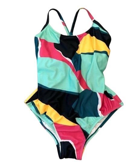 NWT Xersion LG Adjustable String Back Multi-Color 1PC Swimsuit 120696