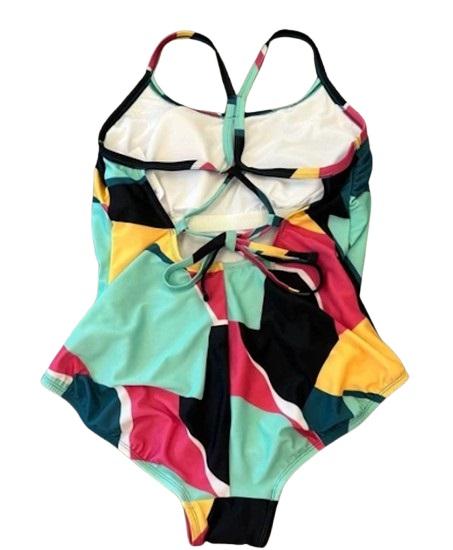 NWT Xersion LG Adjustable String Back Multi-Color 1PC Swimsuit 120696