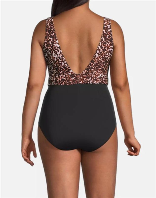 NWT Mynah S Cheetah Print Full Coverage Belted V Neck Swimsuit 120702