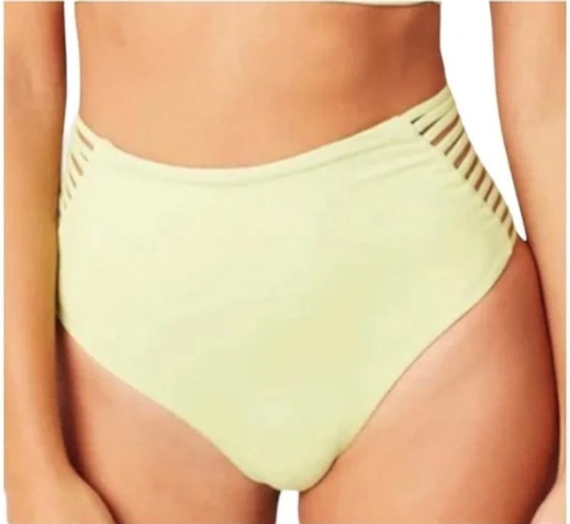 NWOT L*Space L Harrington Bitsy Green Strappy Hi Waist Bikini Swim Bottom 120703