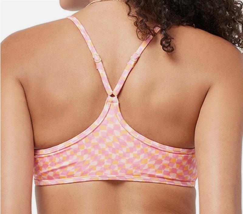 NWT L*Space XL Pamela Bikini Top Swimsuit Pink Orange White 120714