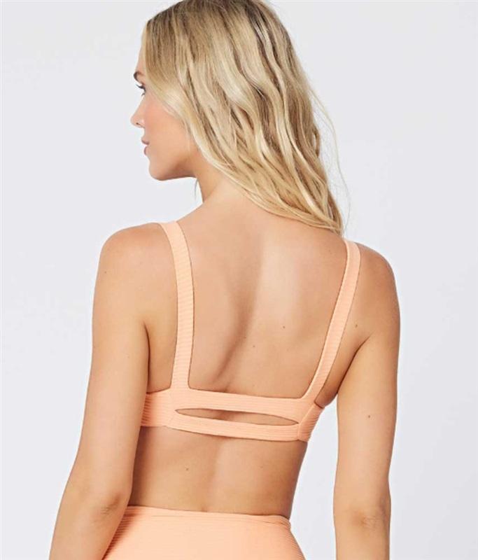 NWOT L*Space M Jess Orange Tangerine Eco Chic Repreve CRM Bikini Swim Top 120731