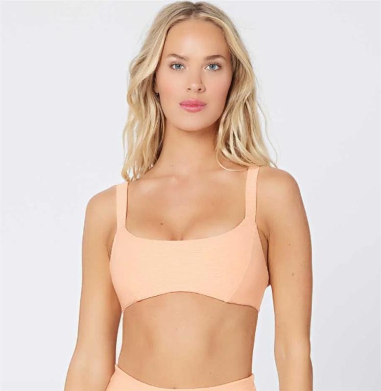 NWOT L*Space M Jess Orange Tangerine Eco Chic Repreve CRM Bikini Swim Top 120731