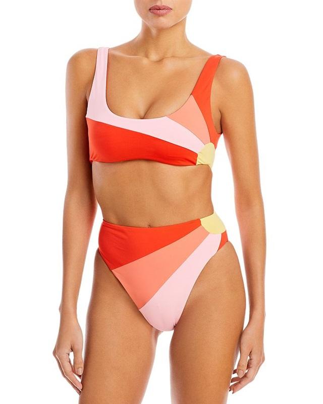 NWOT L*Space XL Lizzie Sunburst Red Pink Orange Bikini Top 120737