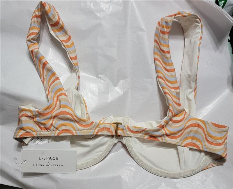 NWT L*Space L Tori SAW Stripe Orange Underwire Bikini Top 120745