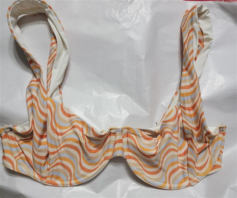NWT L*Space L Tori SAW Stripe Orange Underwire Bikini Top 120745