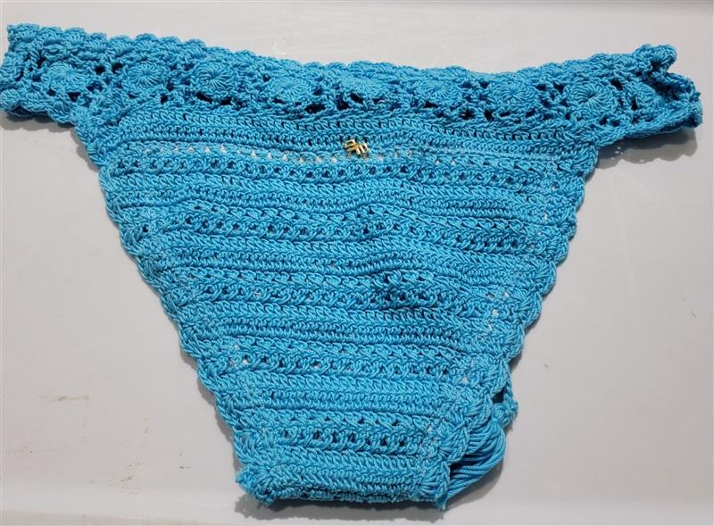 NWOTD Pilyq L Dreamy Blue Crochet Tie Front Tassel Bikini Swim Bottom 120754